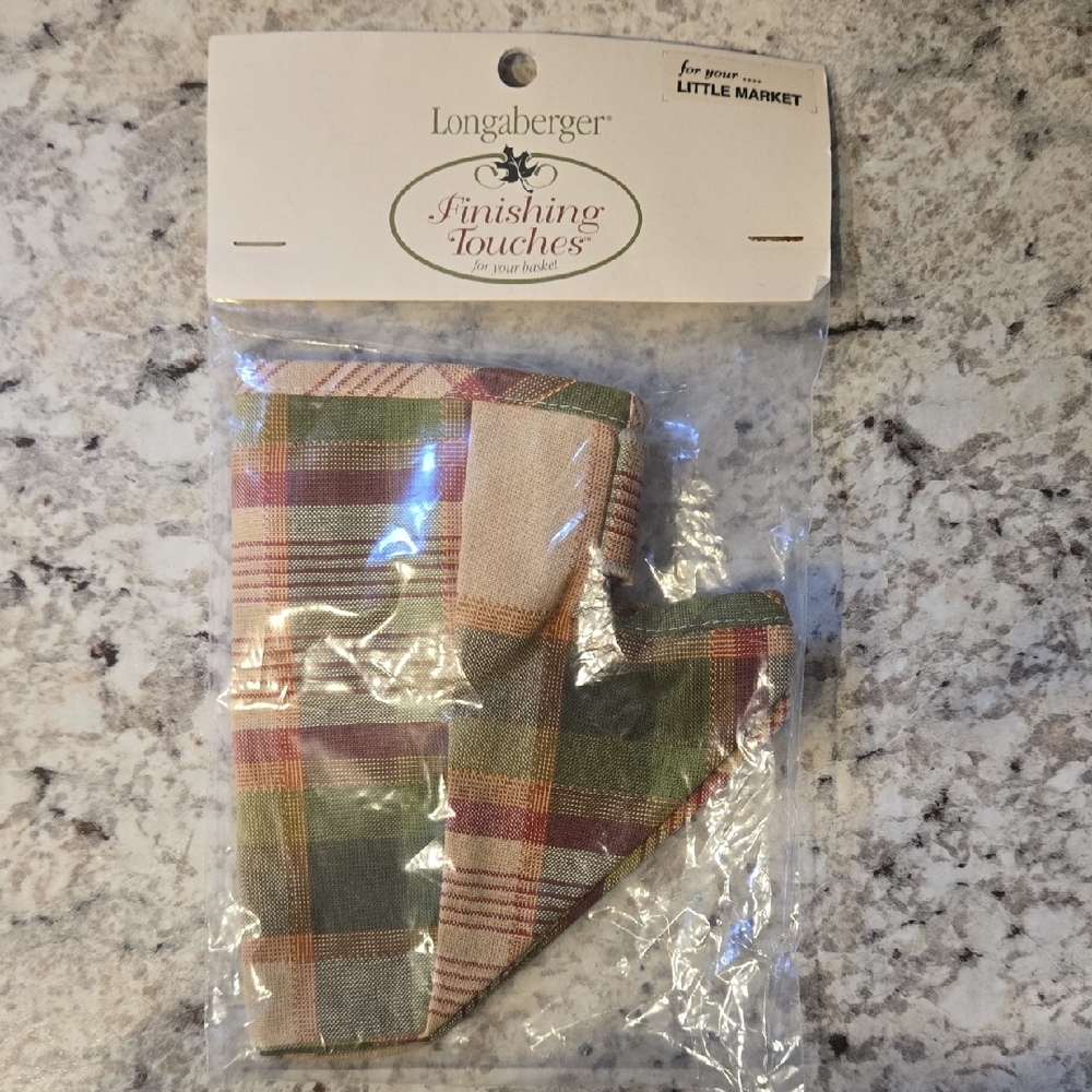 New Sealed Longaberger Little Market Plaid Fabric Basket Liner